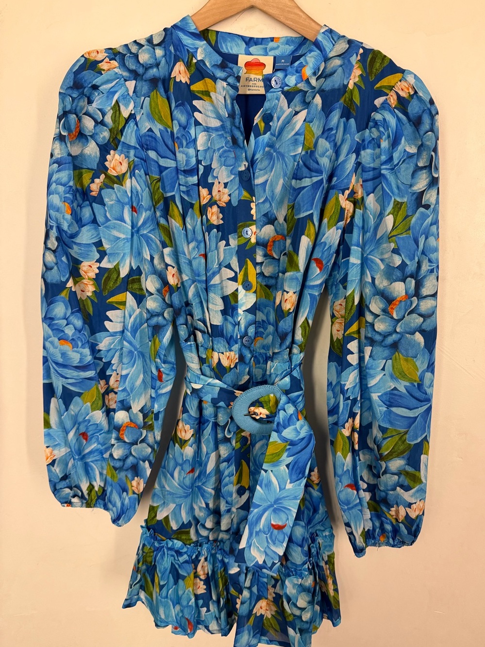 FARM  Rio Dress. Blue Floral . NEW with Tags
